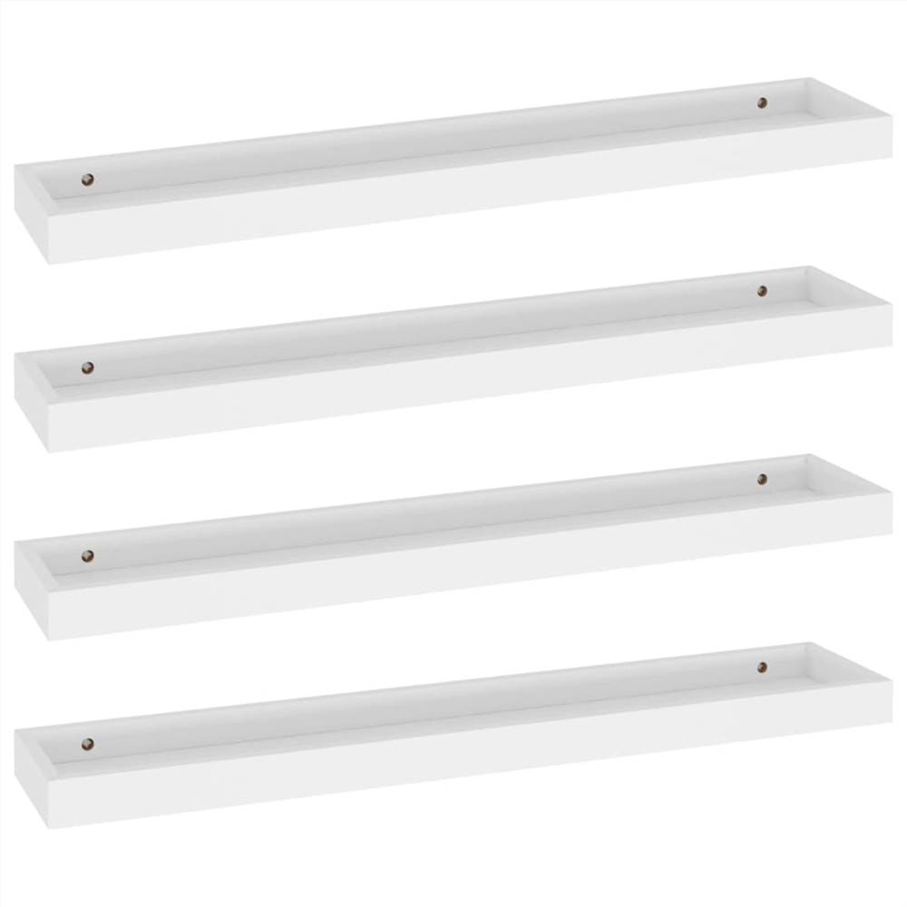 Loggia Wall Shelves 4 pcs White 80x15x4 cm MDF