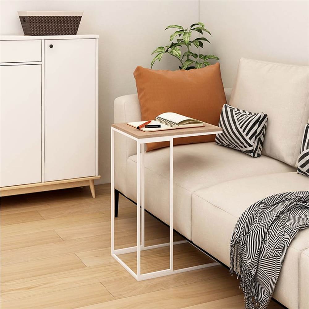 Side Table White 40x30x59 cm Chipboard
