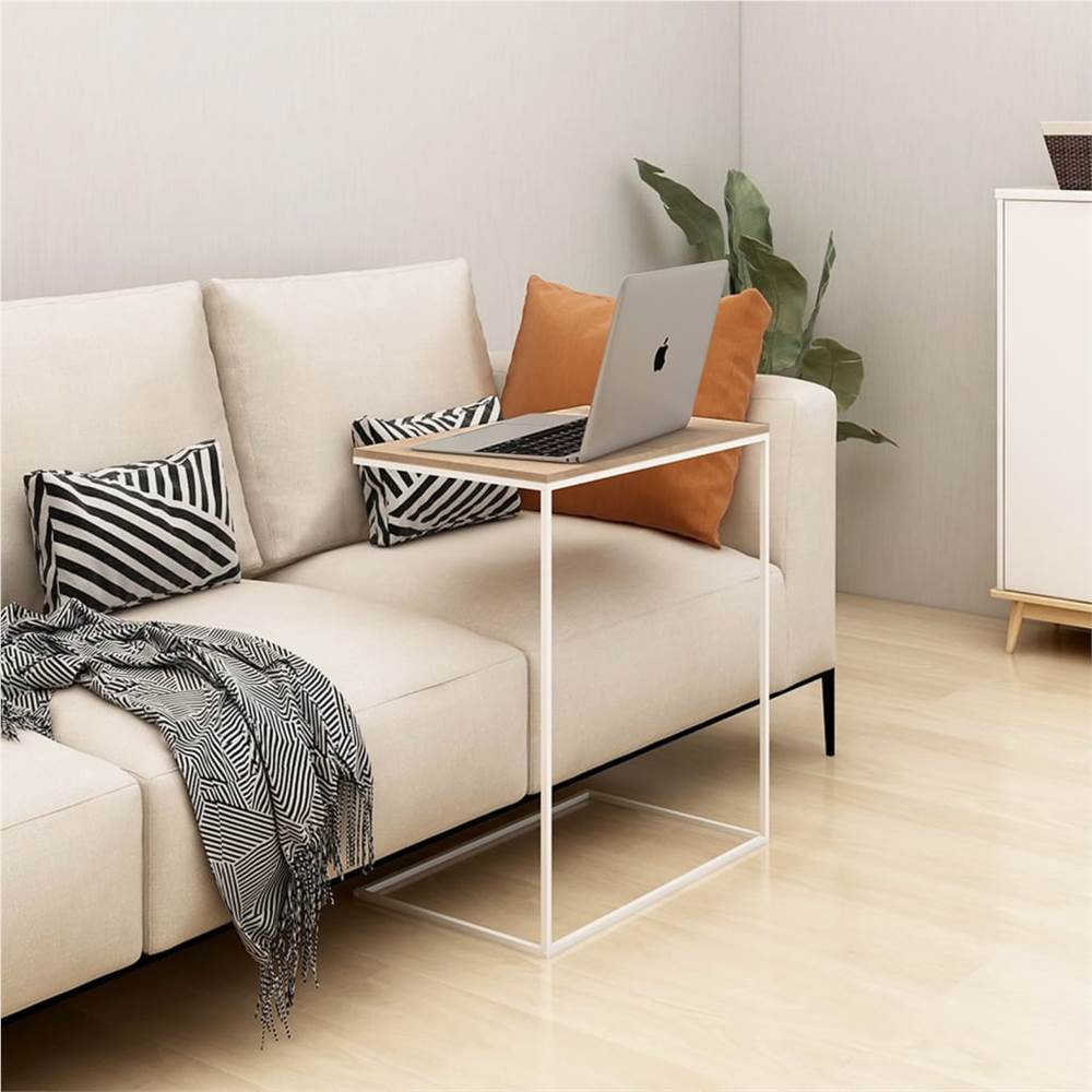 Side Table White 55x35x66 cm Chipboard