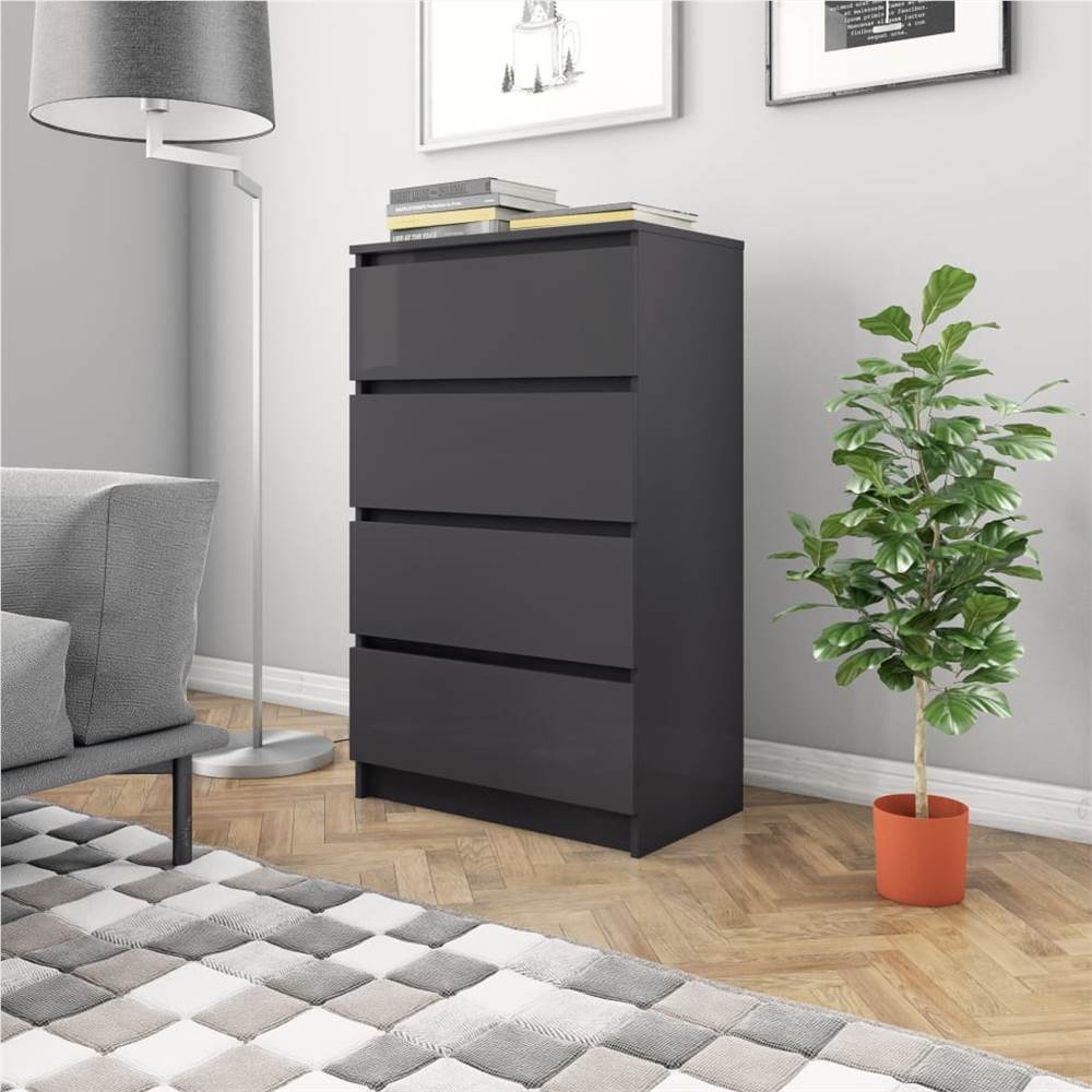 

Sideboard High Gloss Grey 60x35x98.5 cm Chipboard