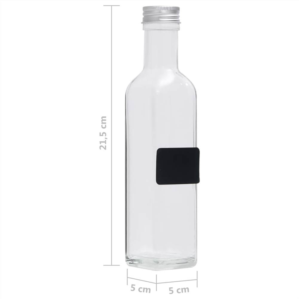 150708  Glass Bottles with Screw Cap 20 pcs Square 250 ml