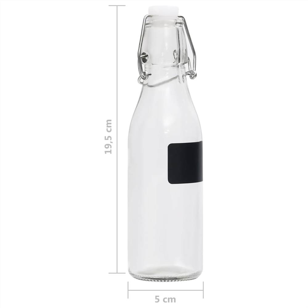 150709  Glass Bottles with Clip Closure 6 pcs Round 250 ml