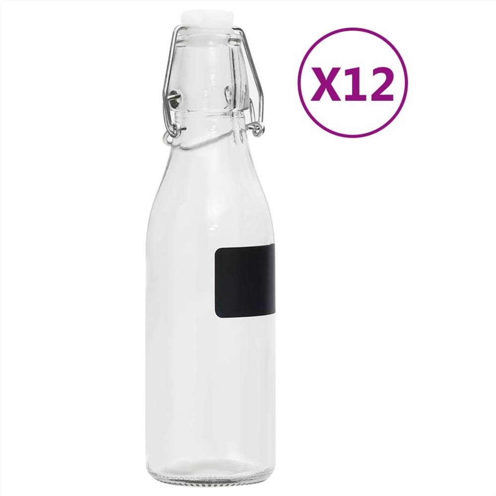 150710  Glass Bottles with Clip Closure 12 pcs Round 250 ml