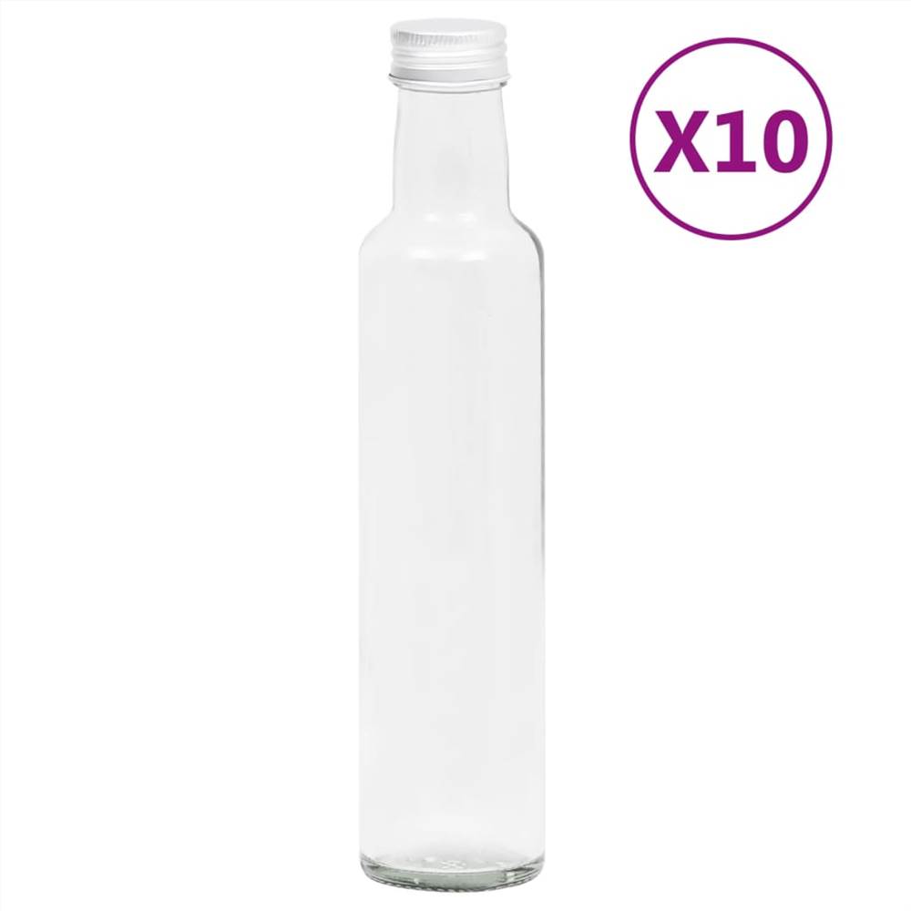 150714 Małe szklane butelki 260 ml z zakrętką 10 szt