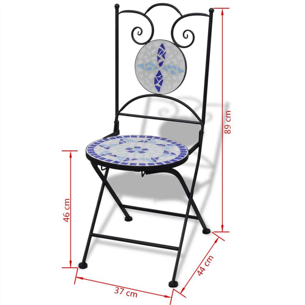 3 Piece Bistro Set Ceramic Tile Blue and White