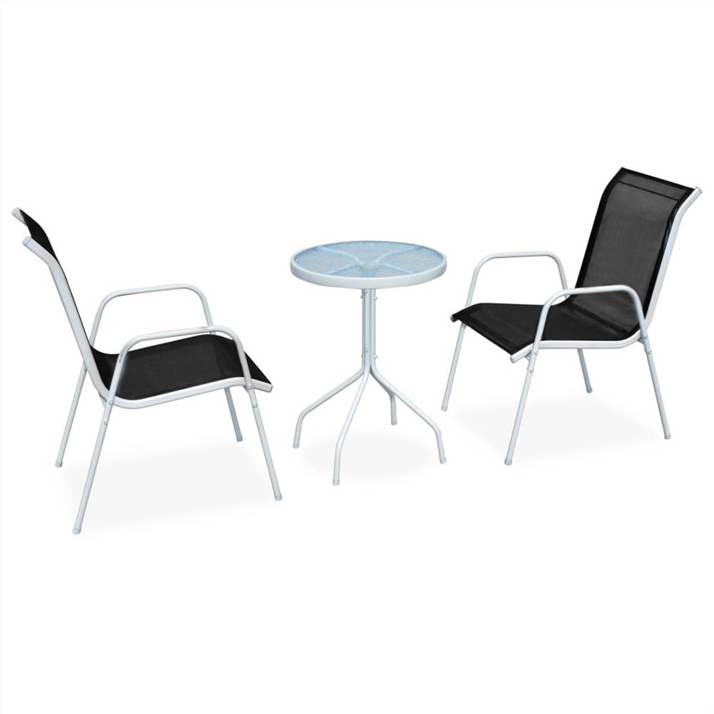 

3 Piece Bistro Set Steel Black