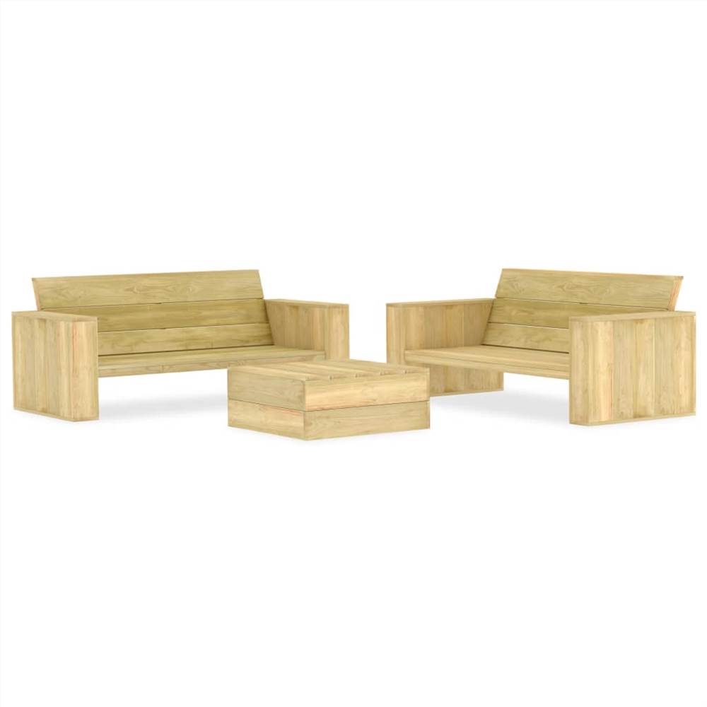 

3 Piece Garden Lounge Set Impregnated Pinewood