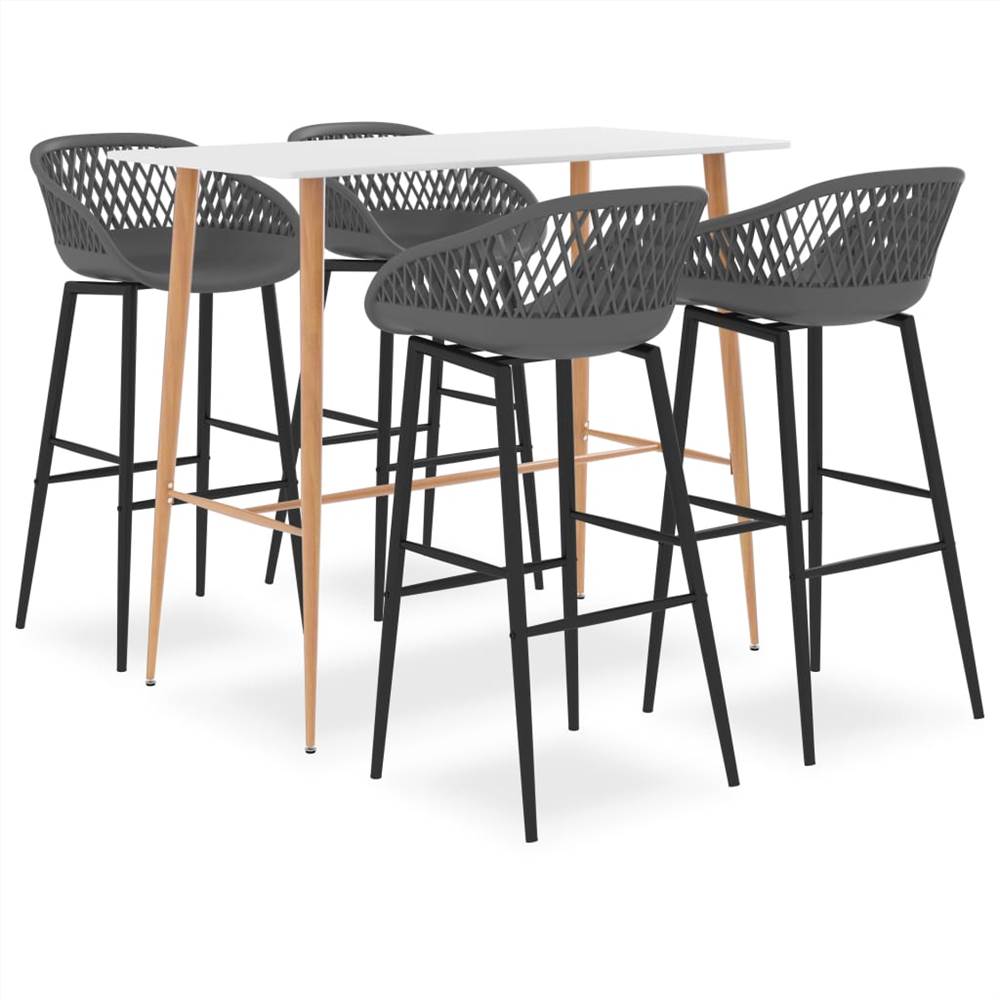 

5 Piece Bar Set White and Grey