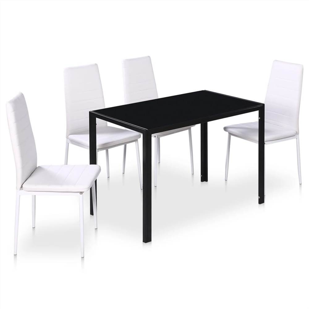 5 Piece Dining Table Set Black and White
