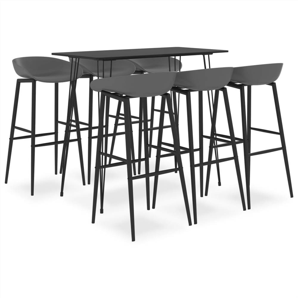 

7 Piece Bar Set Black and Grey