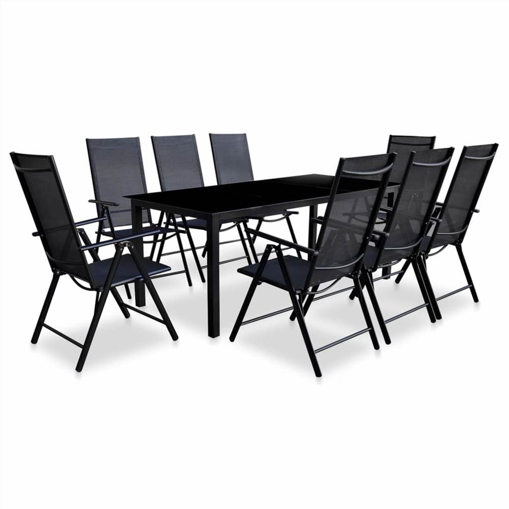 

9 Piece Folding Outdoor Dining Set Aluminium Black