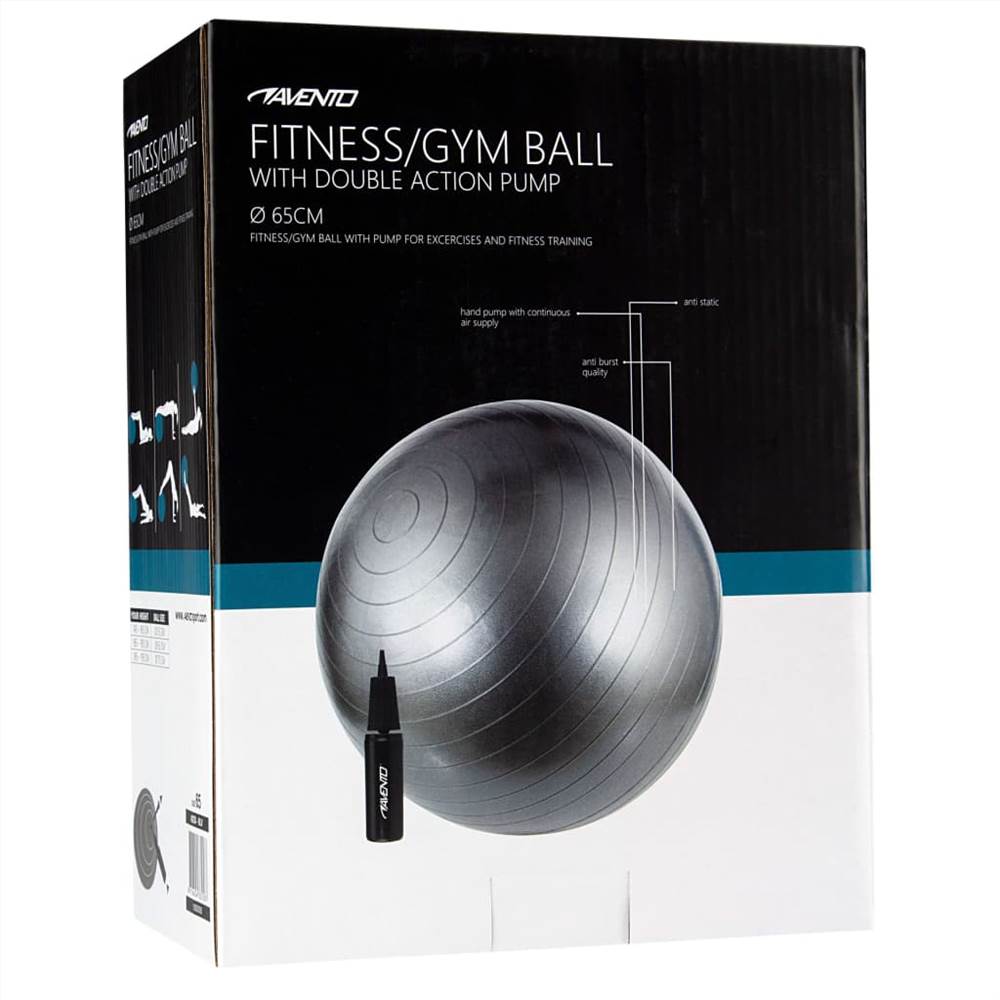Avento Fitness/Gym Ball + Pump Dia. 65 cm Silver