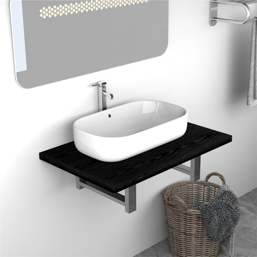 

Bathroom Wall Shelf for Basin Black 60x40x16.3 cm