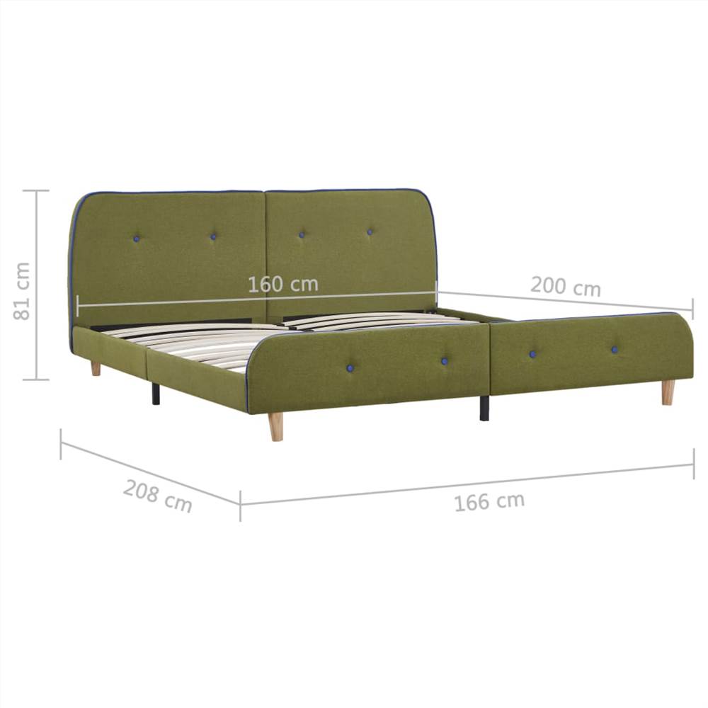 Bed Frame Green Fabric 150x200 cm