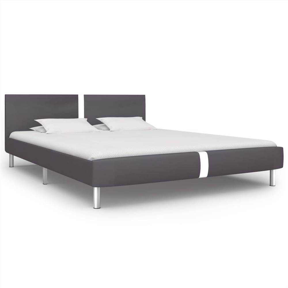 

Bed Frame Grey Faux Leather 180x200 cm 6FT Super King