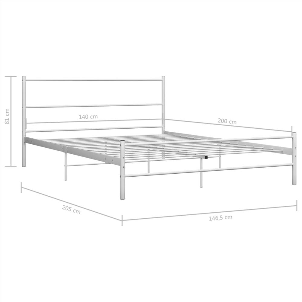 Bed Frame White Metal 140x200 cm