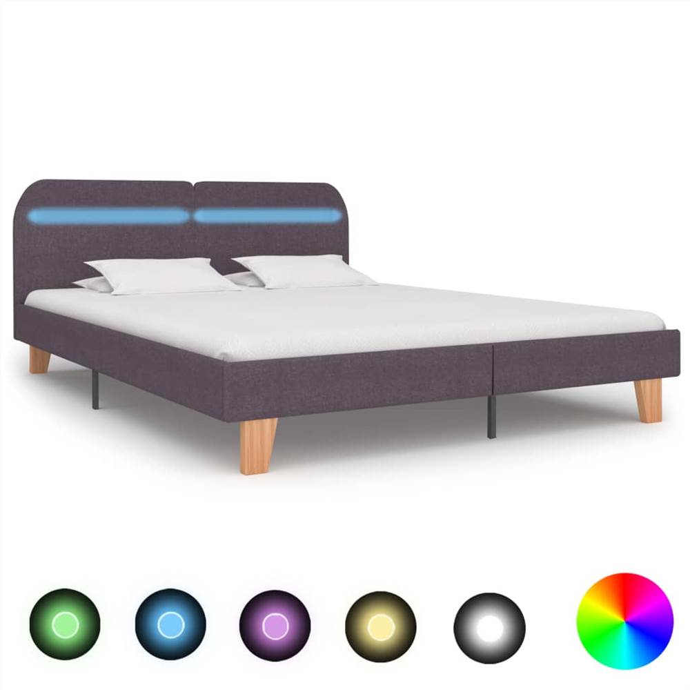 

Bed Frame with LED Taupe Fabric 180x200 cm 6FT Super King