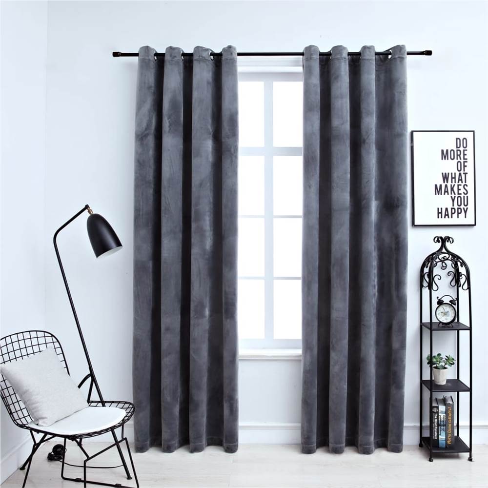 

Blackout Curtains with Rings 2 pcs Velvet Anthracite 140x225 cm
