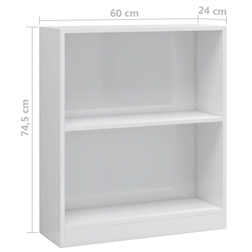 Bookshelf High Gloss White 60x24x74.5 cm Chipboard
