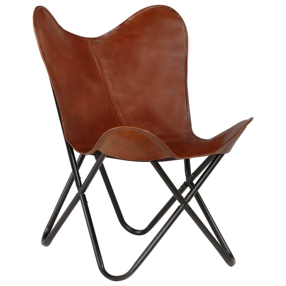 Butterfly Chairs 6 pcs Brown Kids Size Real Leather