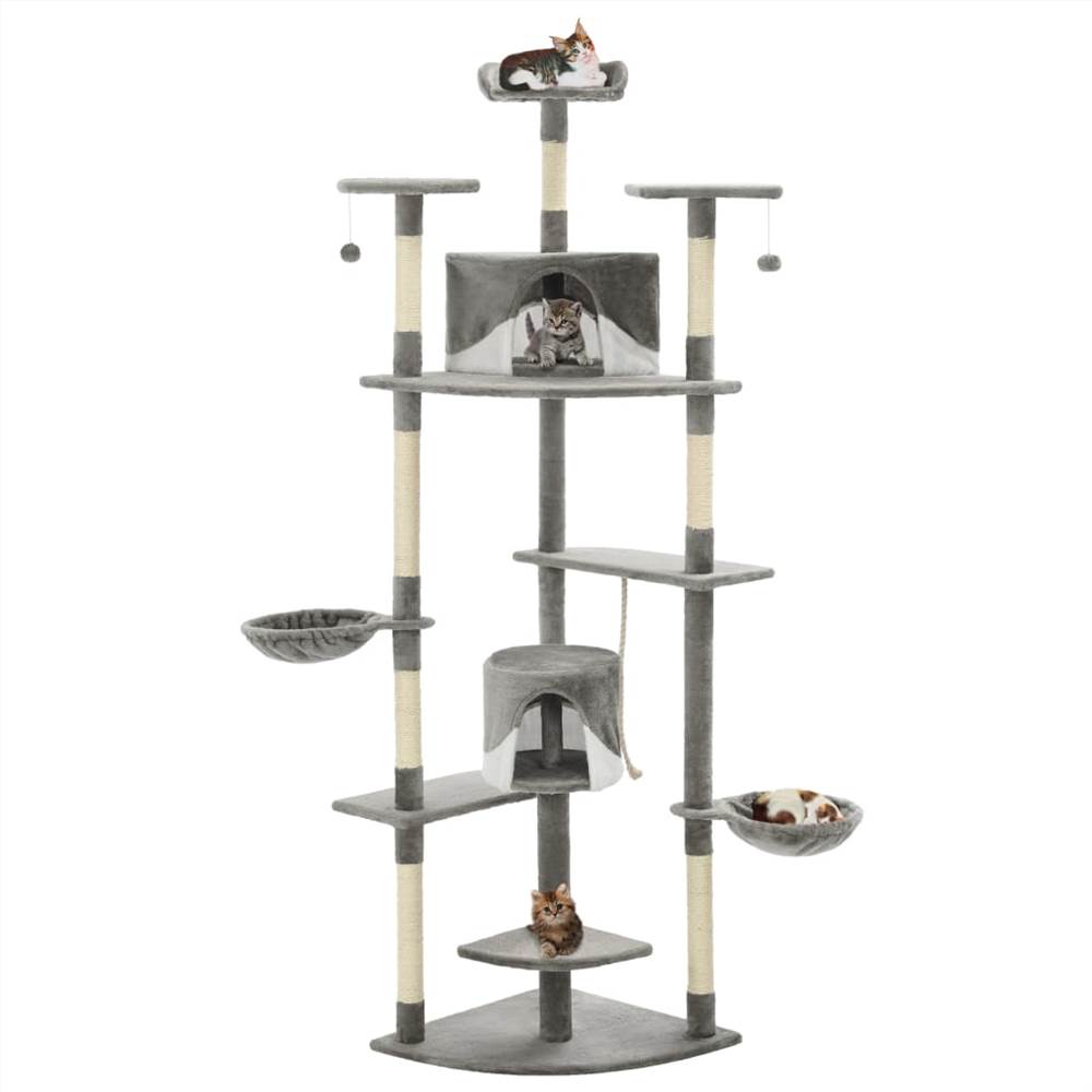 

Cat Tree with Sisal Scratching Posts 203 cm Grey and White