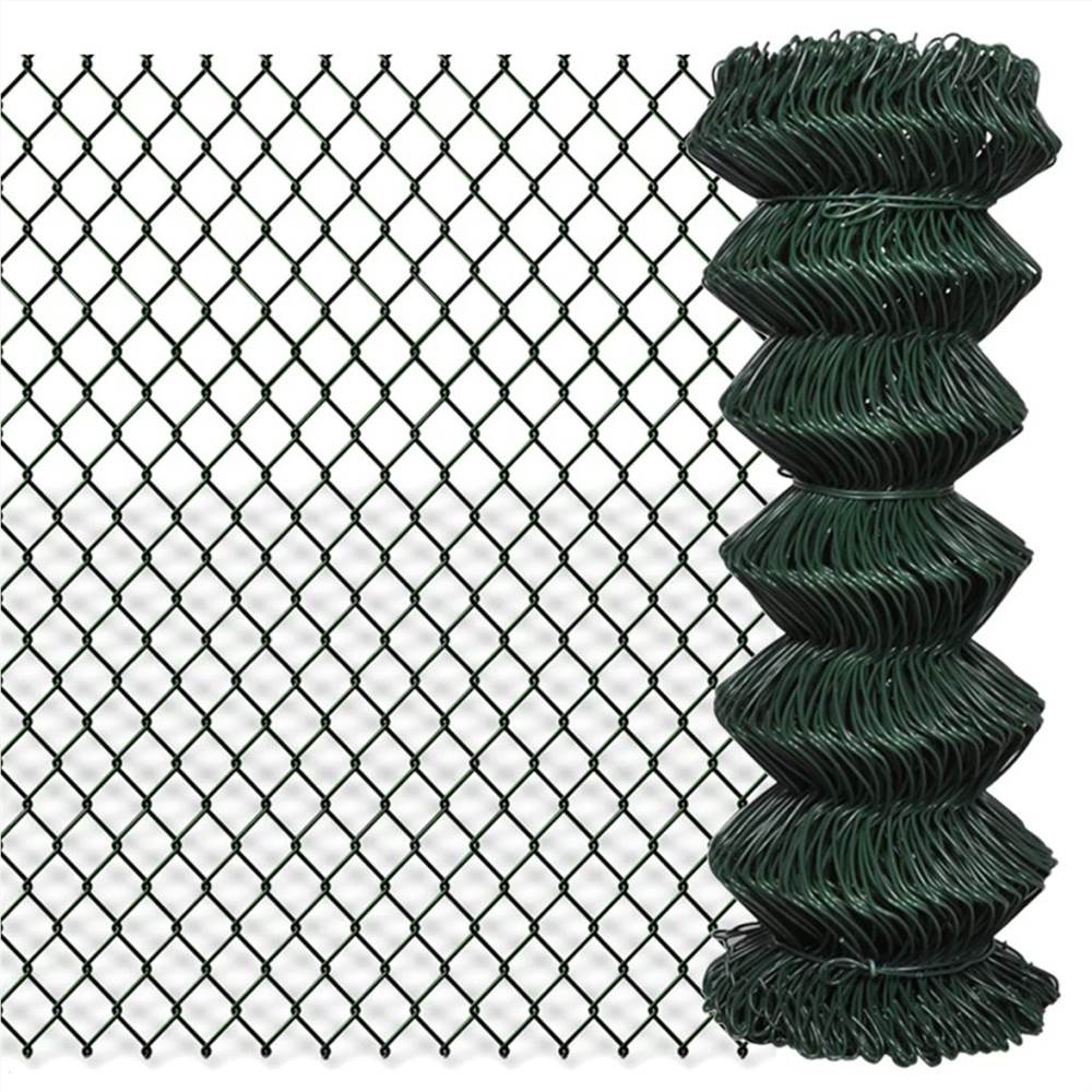 Chain Link Fence Steel 1x15 m Green