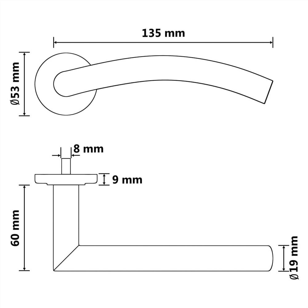 Curved Door Handle Set with BB Deadlock Stainless Steel