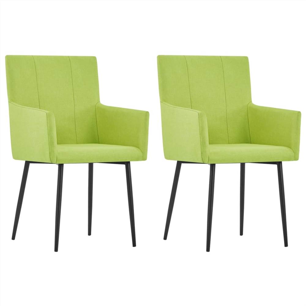 

Dining Chairs with Armrests 2 pcs Green Fabric