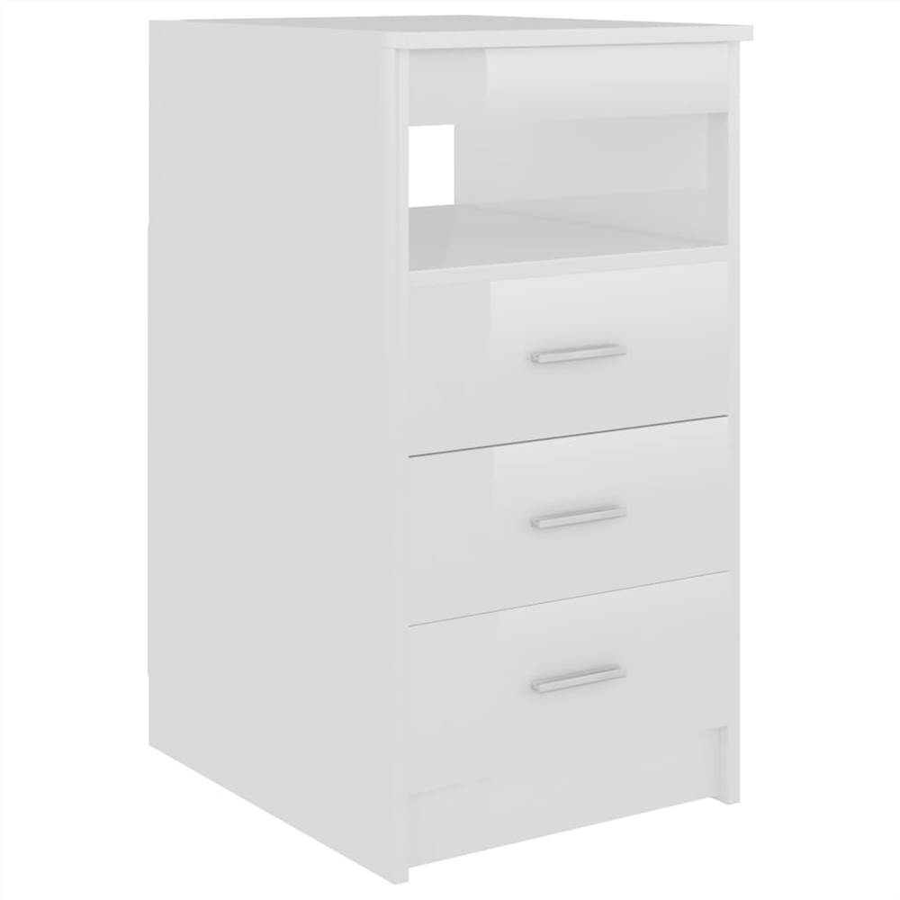 Drawer Cabinet High Gloss White 40x50x76 cm Chipboard