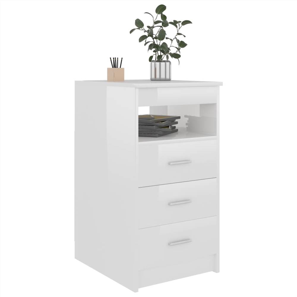 Drawer Cabinet High Gloss White 40x50x76 cm Chipboard