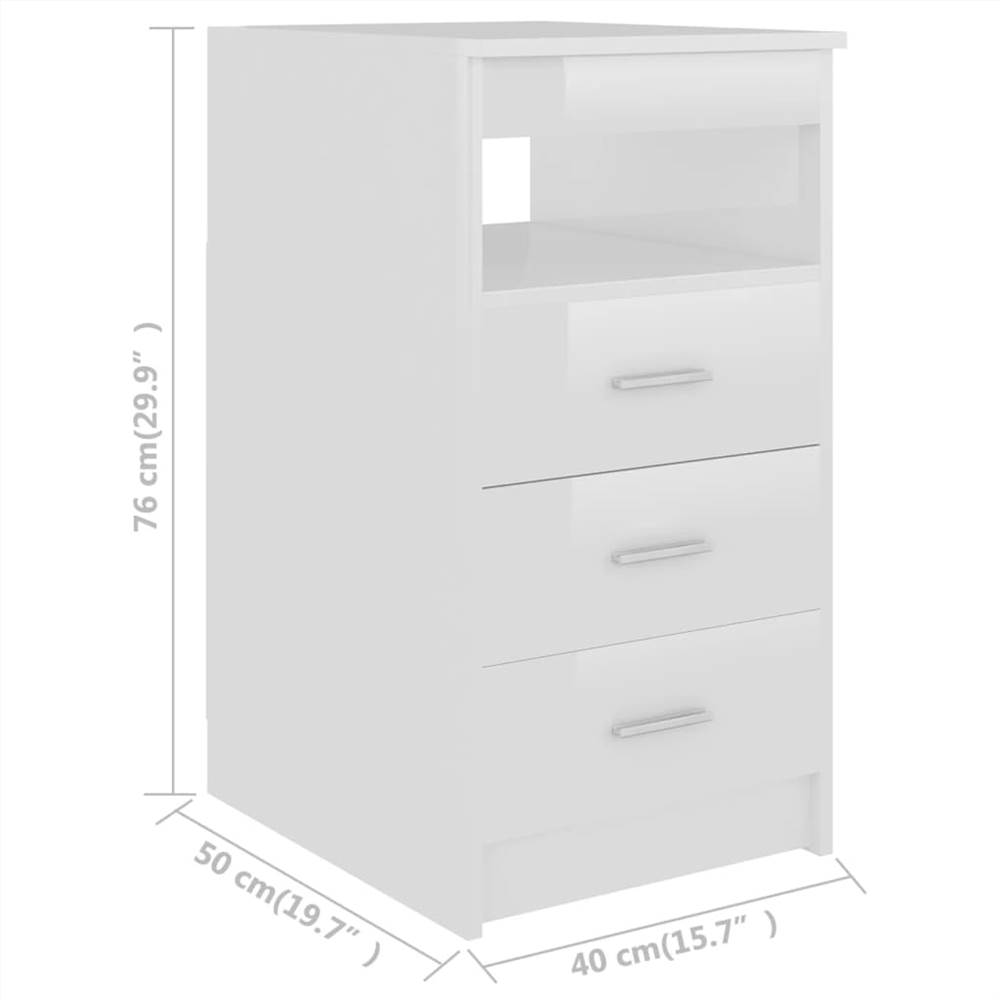 Drawer Cabinet High Gloss White 40x50x76 cm Chipboard