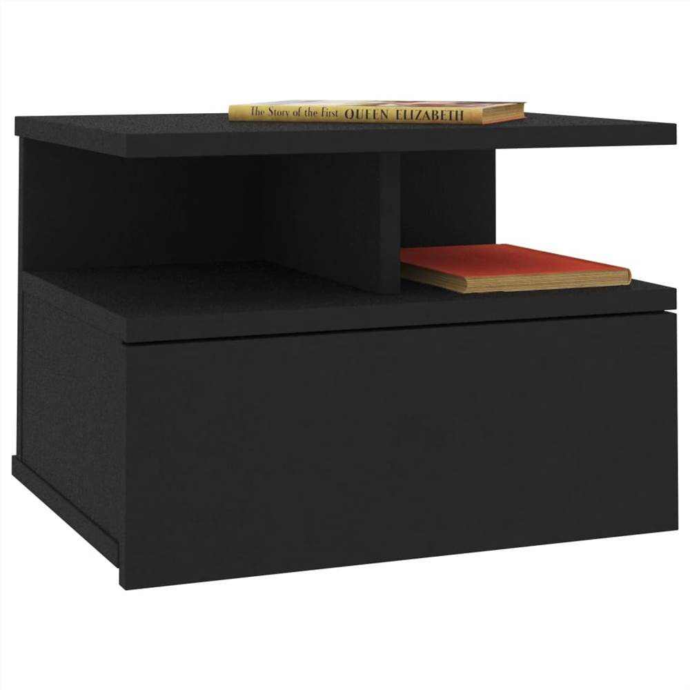 Floating Nightstand Black 40x31x27cm Chipboard