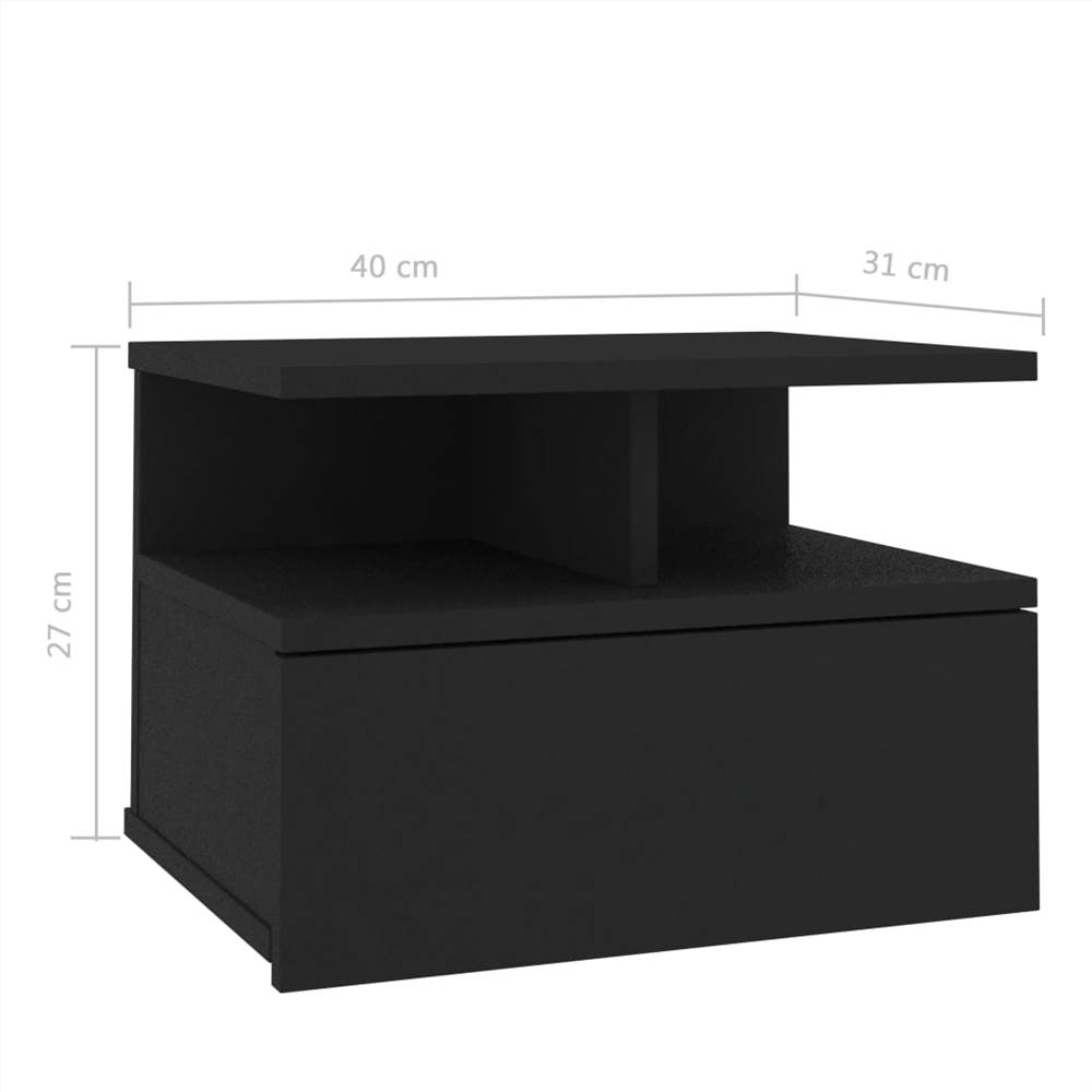 Floating Nightstand Black 40x31x27cm Chipboard