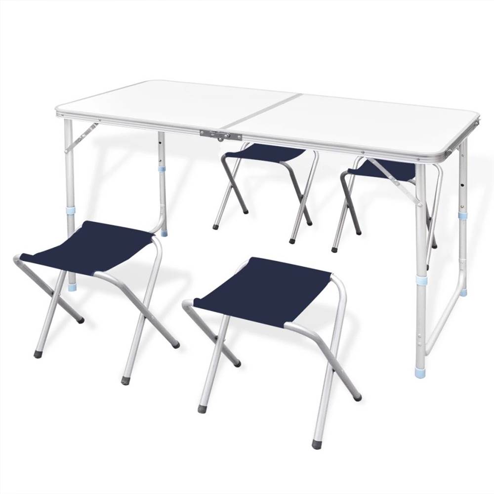 طاولة تخييم قابلة للطي مع 4 براز بارتفاع قابل للتعديل 120x60 سم