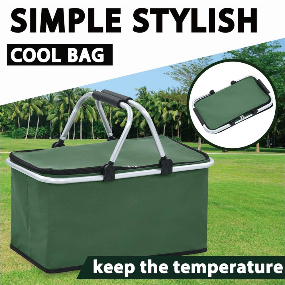 Foldable Cool Bag Green 46x27x23 cm Aluminium