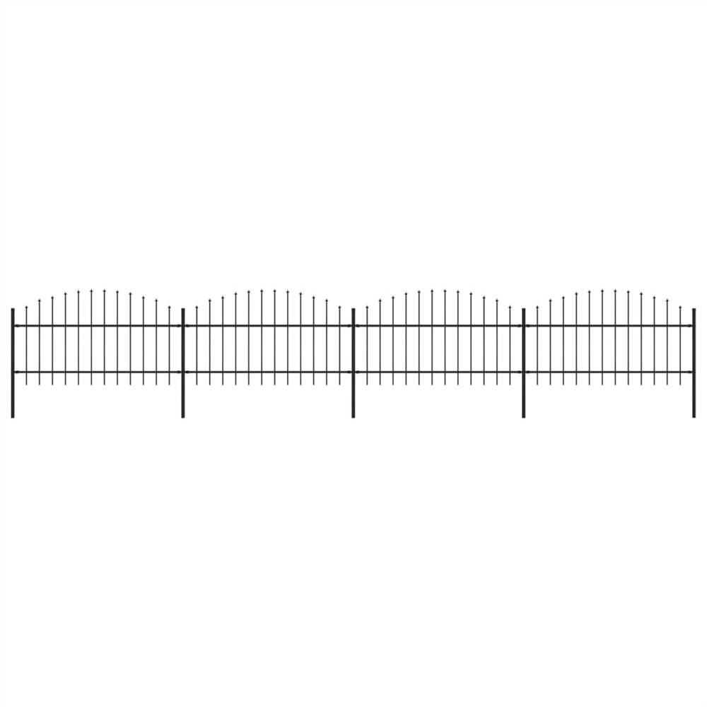 

Garden Fence with Spear Top Steel (1-1.25)x6.8 m Black