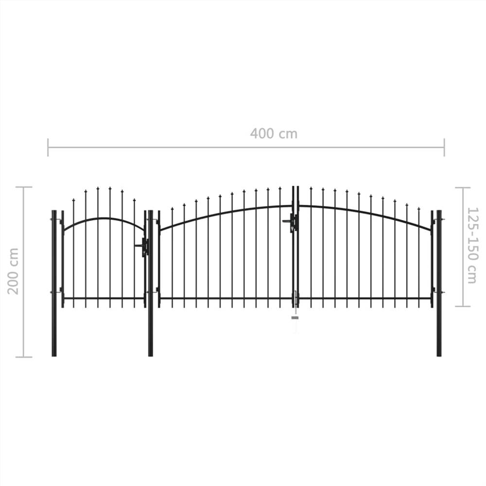 Garden Gate Steel 2x4 m Black