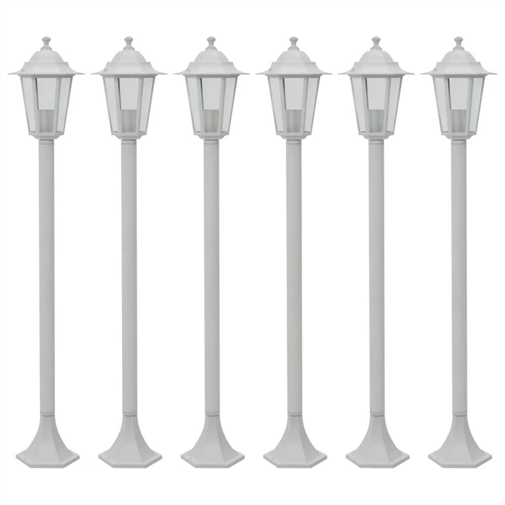Garden Post Lights 6 pcs E27 110 cm Aluminium White