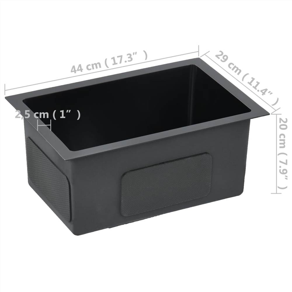 Handmade Kitchen Sink with Strainer Black Stainless Steel