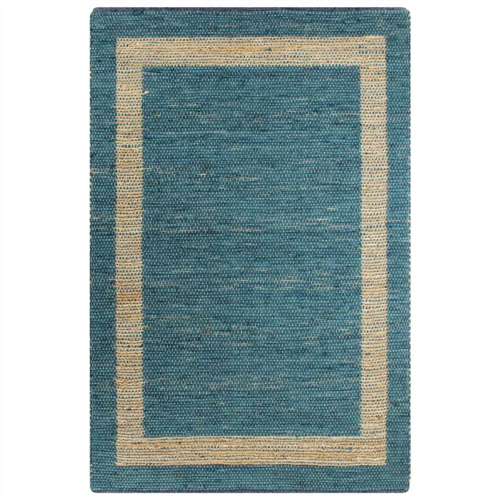 Ręcznie robiony dywan jutowy niebieski 120x180 cm