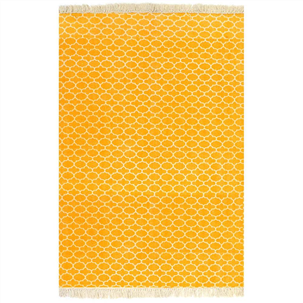Kelim Teppich Baumwolle 160x230 cm mit Muster Gelb