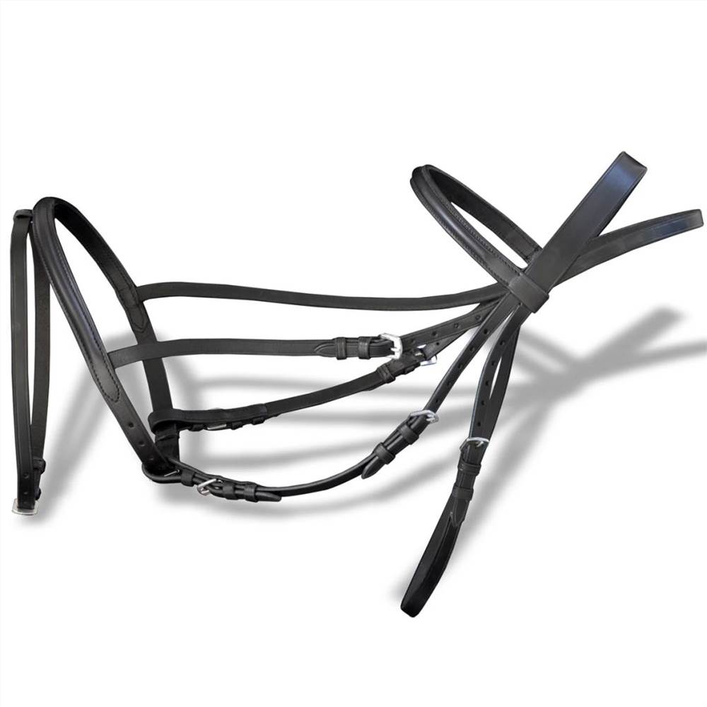 Leather Flash Bridle with Reins and Bit Black Full 15 Leather Flash Bridle with Reins and Bit Black Full