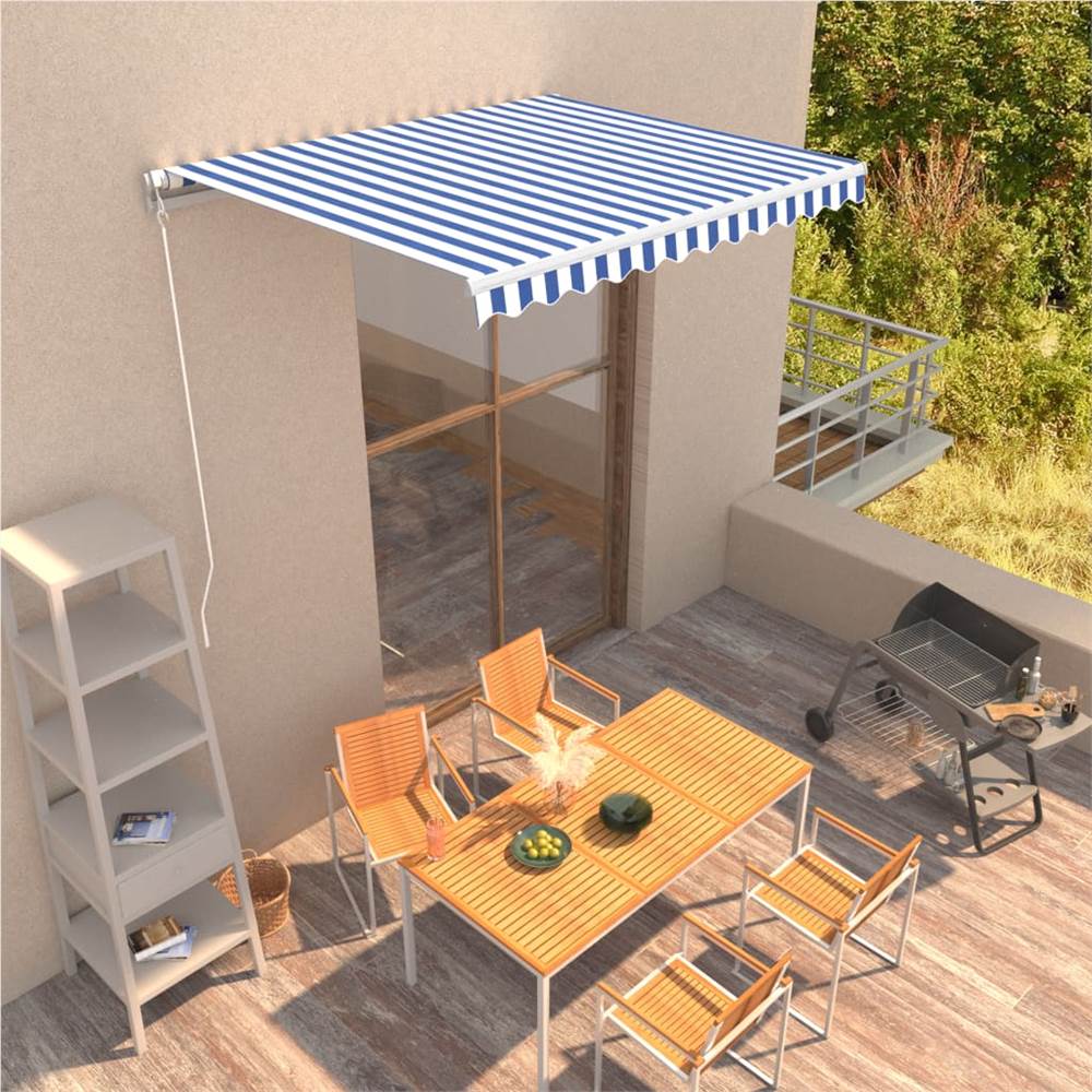 

Manual Retractable Awning 300x250 cm Blue and White