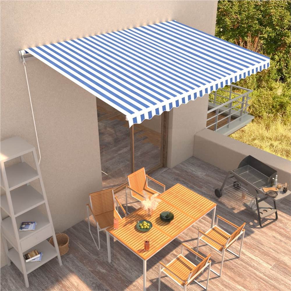 

Manual Retractable Awning 450x300 cm Blue and White