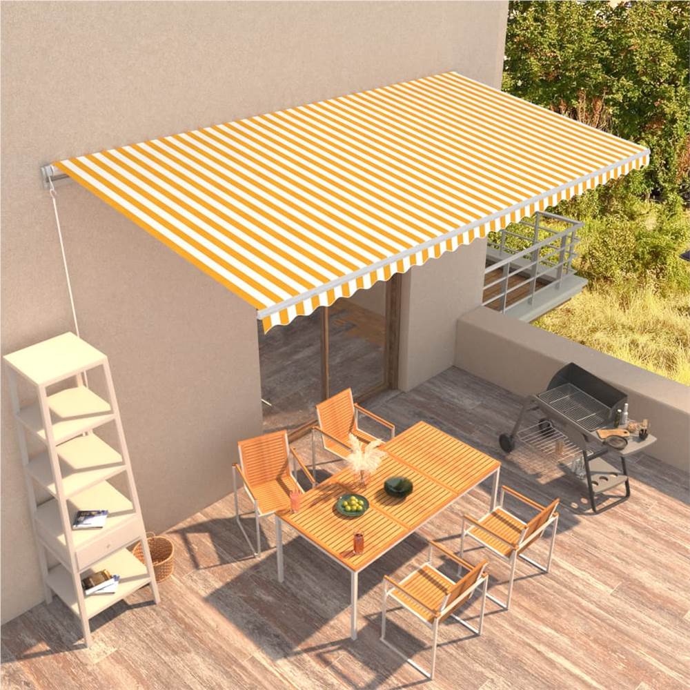 

Manual Retractable Awning 600x300 cm Yellow and White