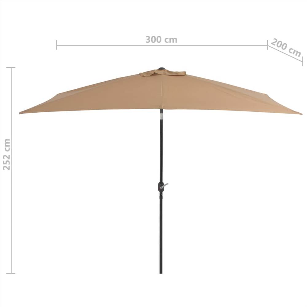 Outdoor Parasol with Metal Pole 300x200 cm Taupe