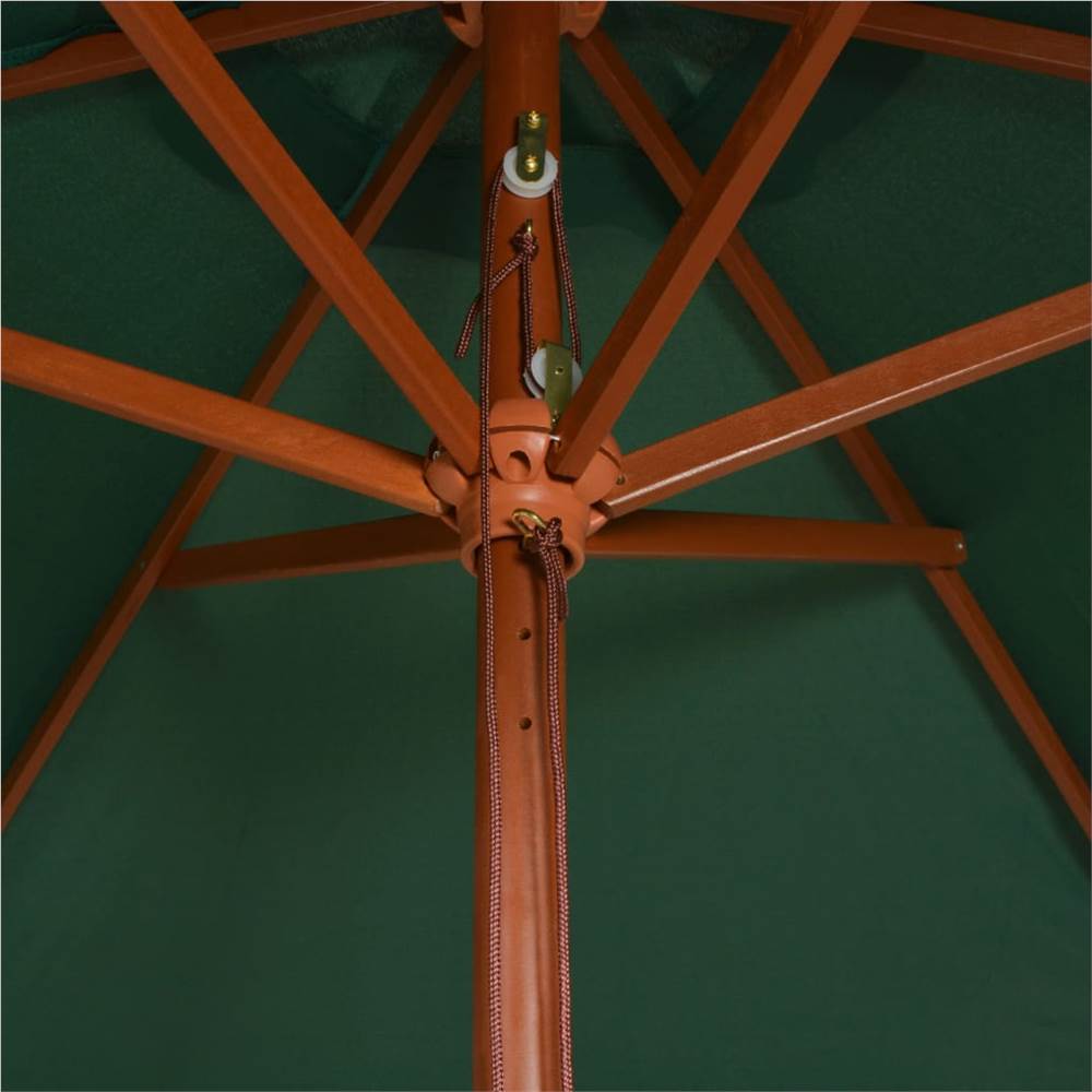 Parasol 200x300 cm Wooden Pole Green