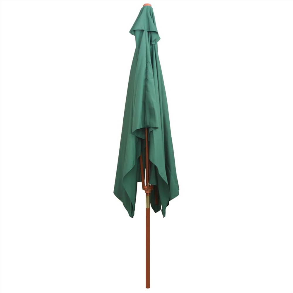 Parasol 200x300 cm Wooden Pole Green