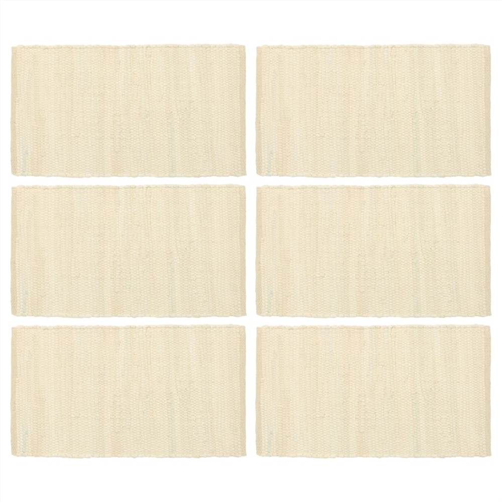 

Placemats 6 pcs Chindi Plain Cream 30x45 cm Cotton