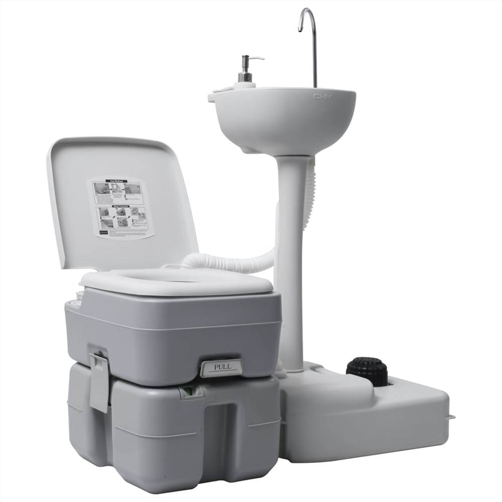 afvoer kalligrafie Klassiek Portable Camping Toilet and Handwash Stand Set Grey